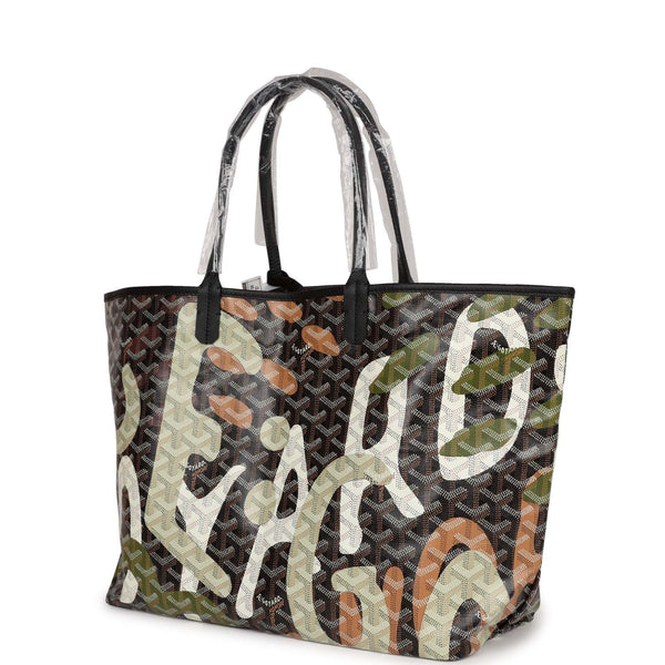 Goyard Limited Edition Black Goyardine Canvas Green Lettres Camouflage ...