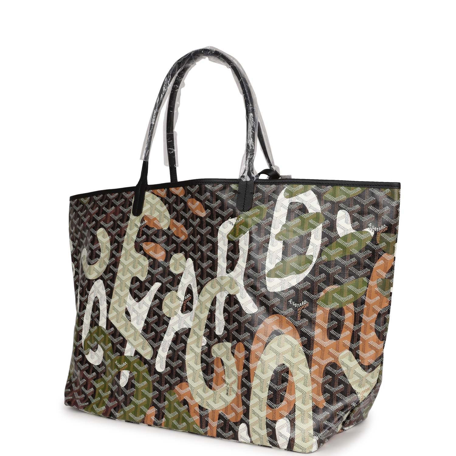 Goyard Limited Edition Black Goyardine Canvas Green Lettres Camouflage ...