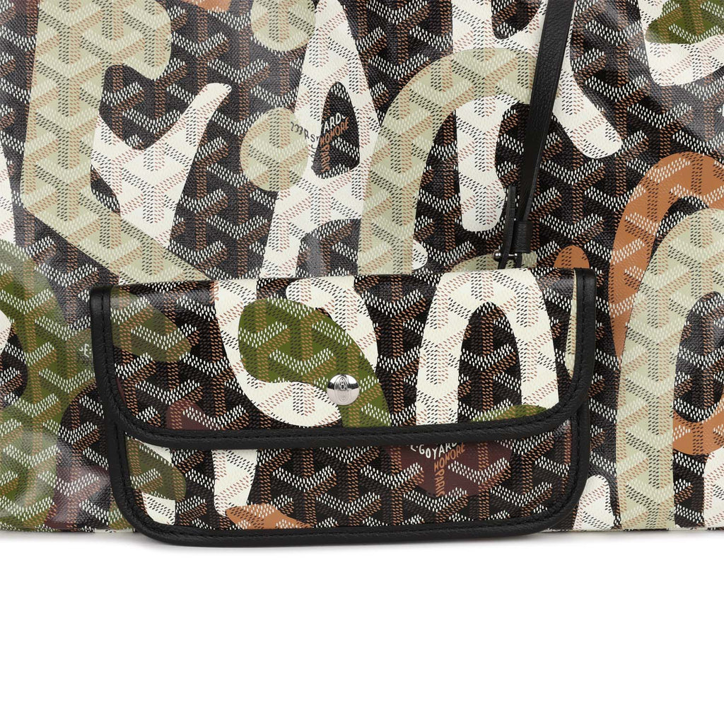 Goyard St Louis Pm Tote Bag Lettres Camouflage (black & Green