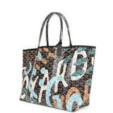 Goyard Limited Edition Black Goyardine Canvas Blue Lettres Camouflage St. Louis PM Tote Bag Palladium Hardware