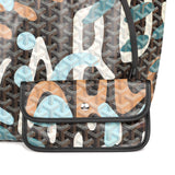 Goyard Limited Edition Black Goyardine Canvas Blue Lettres Camouflage St. Louis PM Tote Bag Palladium Hardware