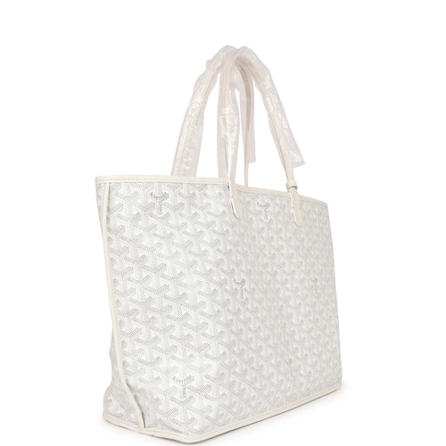 Goyard Goyardine White Anjou PM Reversible Tote Bag Palladium Hardware