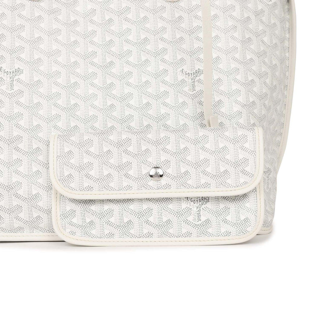 Goyard Goyardine White Anjou PM Reversible Tote Bag Palladium Hardware
