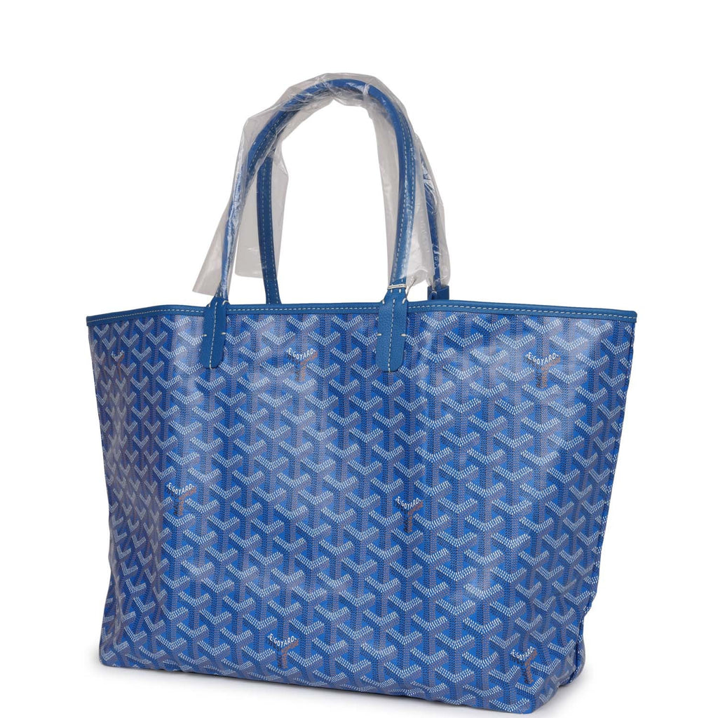 Goyard Goyardine Greige and Blue St. Louis PM Tote Bag Palladium Hardw –  Madison Avenue Couture