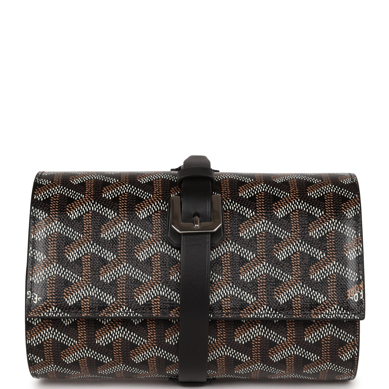 Goyard Double Travel Watch Case Black Goyardine Canvas Palladium Hardw