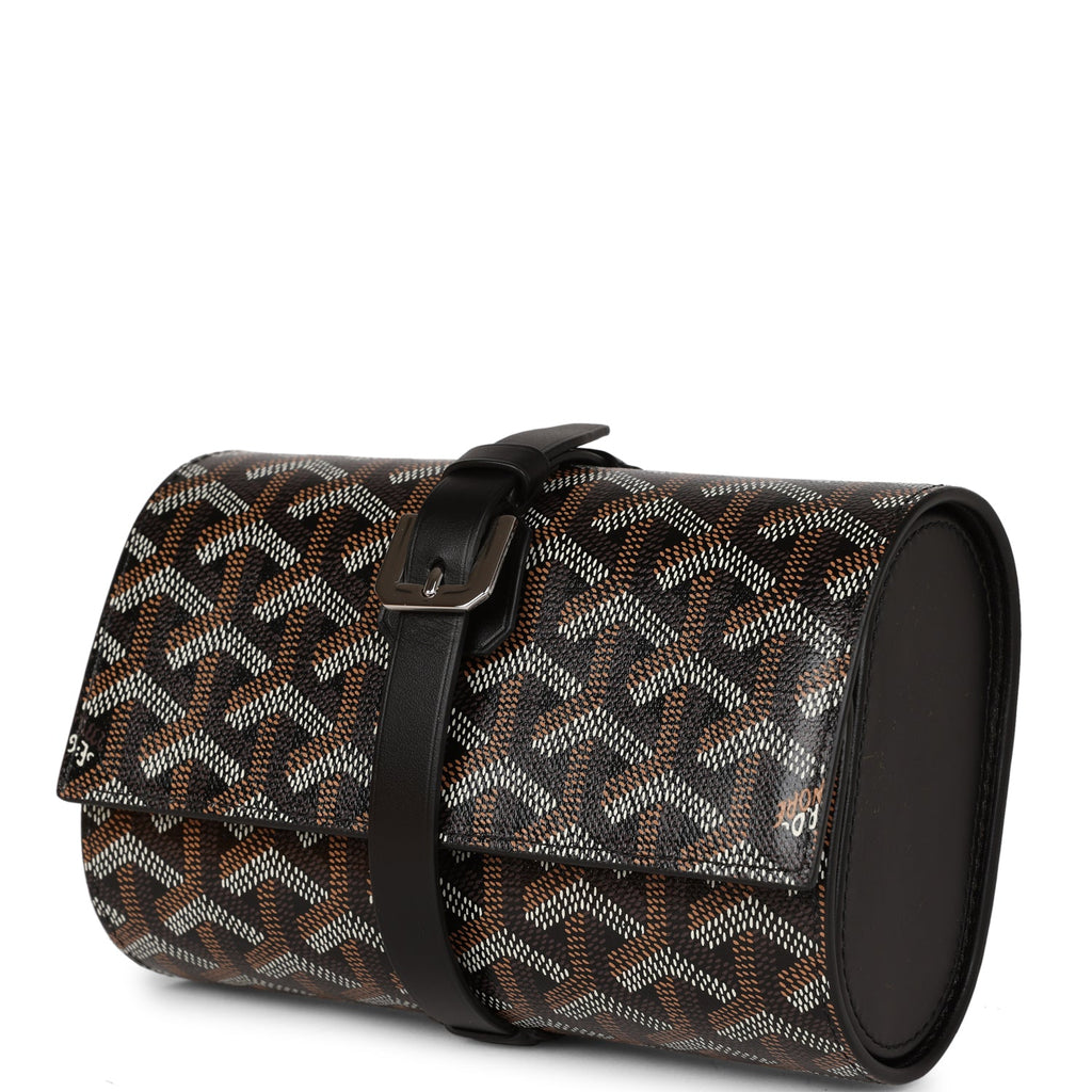 Goyard Double Travel Watch Case Black Goyardine Canvas Palladium Hardw –  Madison Avenue Couture
