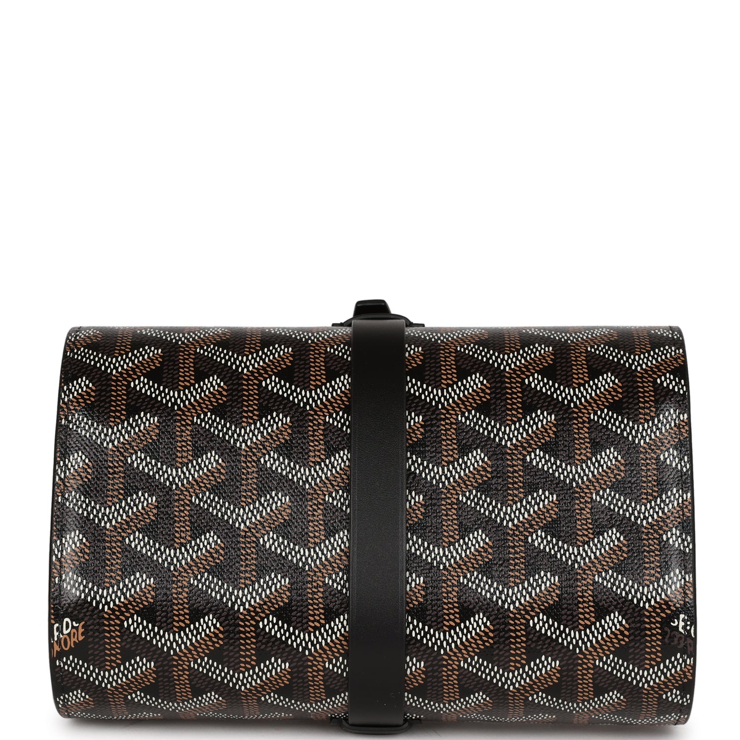 Goyard Double Travel Watch Case Black Goyardine Canvas Palladium Hardw