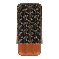 Goyard Churchill Triple Cigar Holder Black and Brown Goyardine Canvas