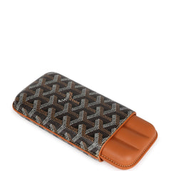 Goyard Churchill Triple Cigar Holder Black and Brown Goyardine Canvas