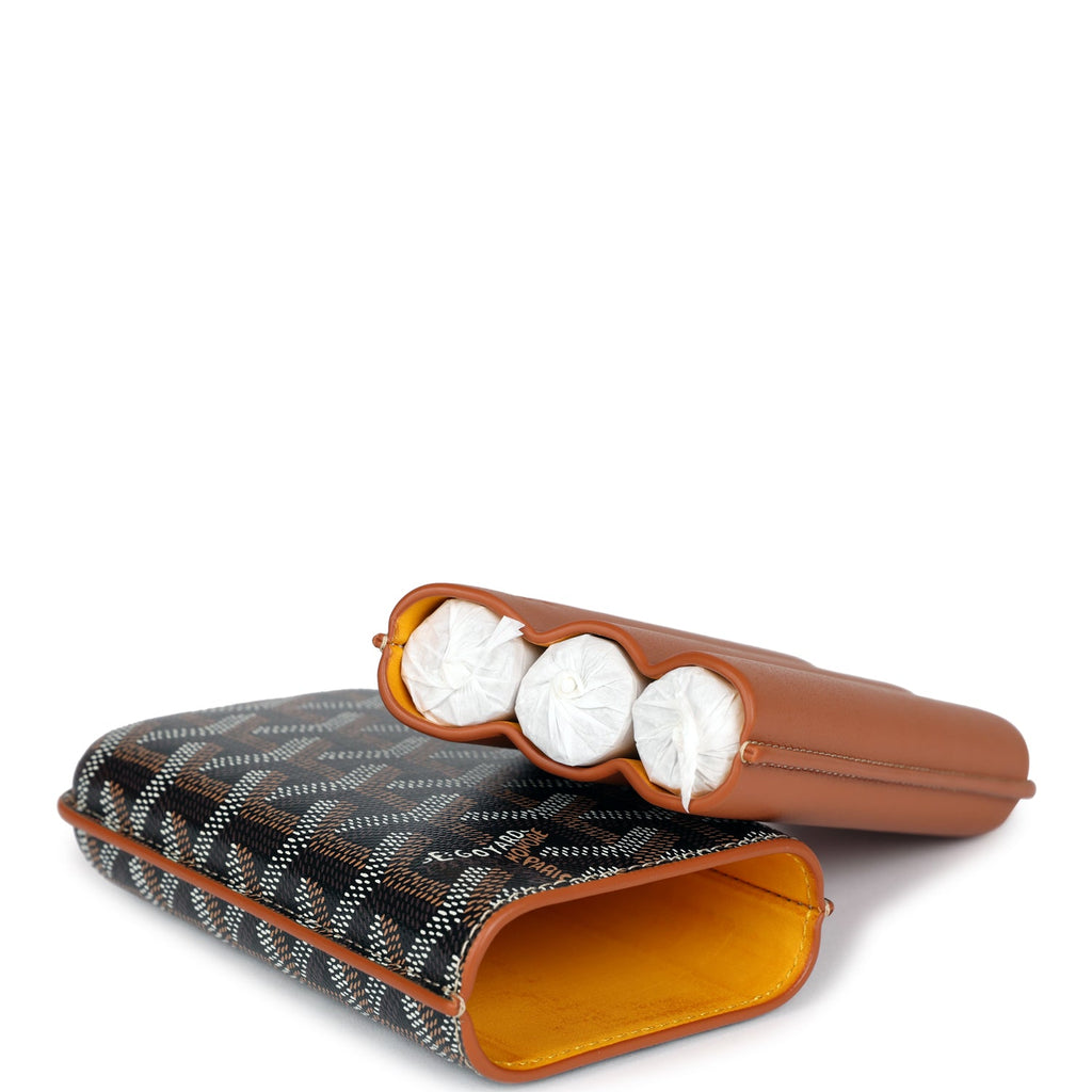 goyard cigarette case Goyard Churchill Triple Cigar Holder Black and Brown Goyardine Canvas goyard cigarette case Goyard Churchill Triple Cigar Holder Black and Brown Goyardine Canvas