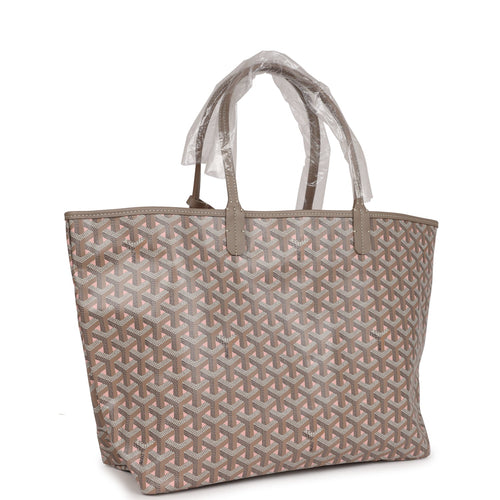 Goyard Goyardine Greige and Pink St. Louis PM Tote Bag Palladium Hardware