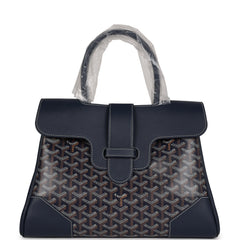 Goyard Saigon Tote Navy Blue Goyardine Canvas Palladium Hardware