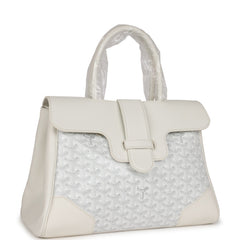 Goyard Saigon Tote White Goyardine Canvas Palladium Hardware