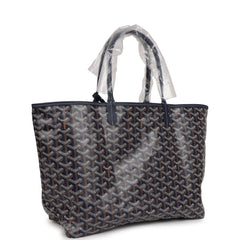 Goyard Goyardine Navy St. Louis PM Tote Bag Palladium Hardware