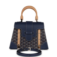 Goyard Saigon Structure PM Navy Blue Goyardine Palladium Hardware