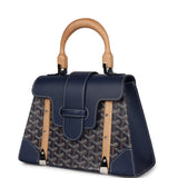 Goyard Saigon Structure PM Navy Blue Goyardine Palladium Hardware