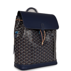 Goyard Alpin Backpack MM Navy Goyardine Canvas Palladium Hardware
