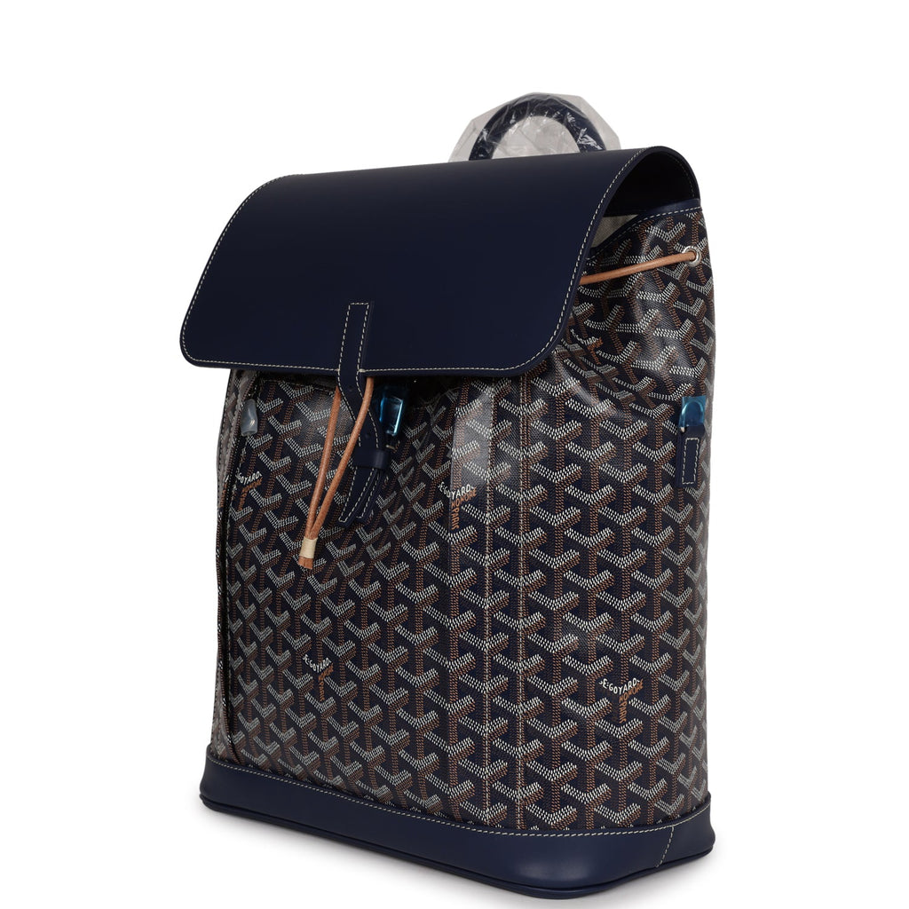 Goyard Alpin Backpack MM Navy Goyardine Canvas Palladium Hardware