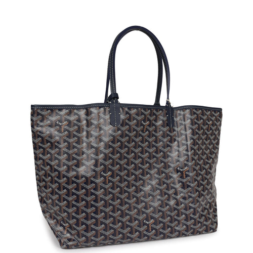 Goyard Goyardine Navy St. Louis PM Tote Bag Palladium Hardware