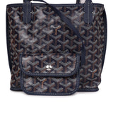 Goyard Goyardine Anjou Navy Mini Tote Bag Palladium Hardware