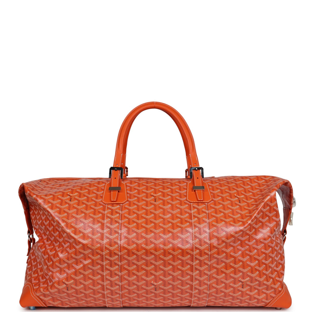 goyard travel bag men's Goyard Goyardine Orange Boeing 55 Travel Bag Palladium Hardware