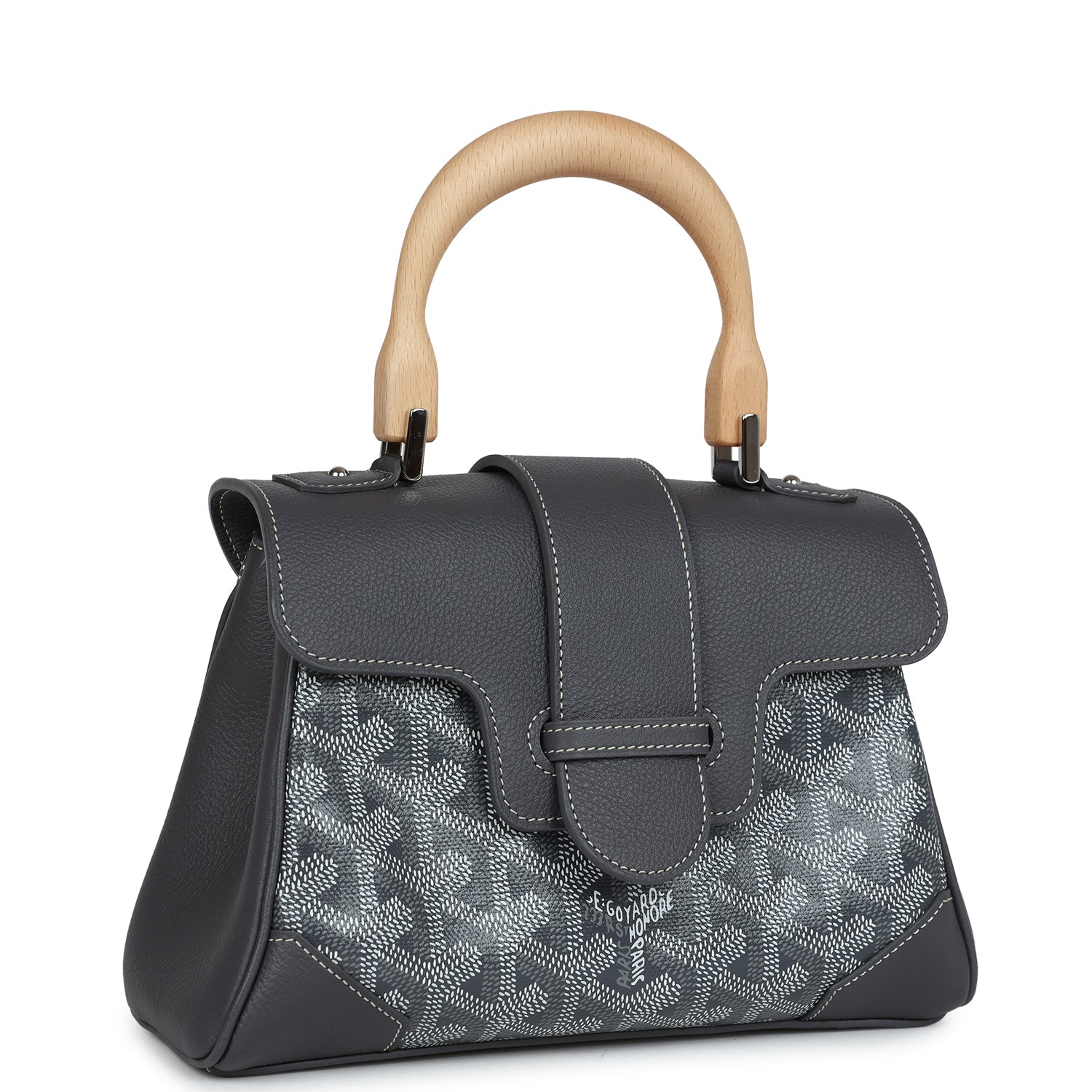 ANJOU MINI BAG 20 IN GREY GOYARDINE CANVAS AND CALFSKIN