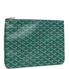 Goyard Goyardine Green Senat MM Pouch Palladium Hardware