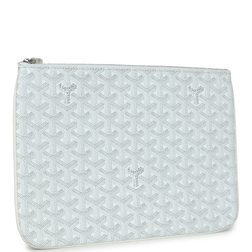 Goyard Goyardine White Senat MM Pouch Palladium Hardware