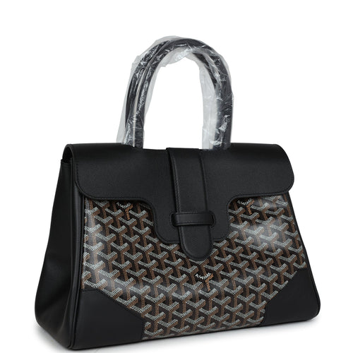 Goyard Saigon Tote Black Goyardine Canvas Palladium Hardware