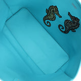Goyard Goyardine Turquoise Anjou PM Embroidered Seahorse Bag Palladium Hardware
