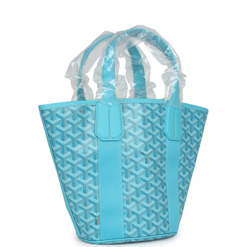 Goyard Goyardine Belharra PM Turquoise Tote Palladium Hardware