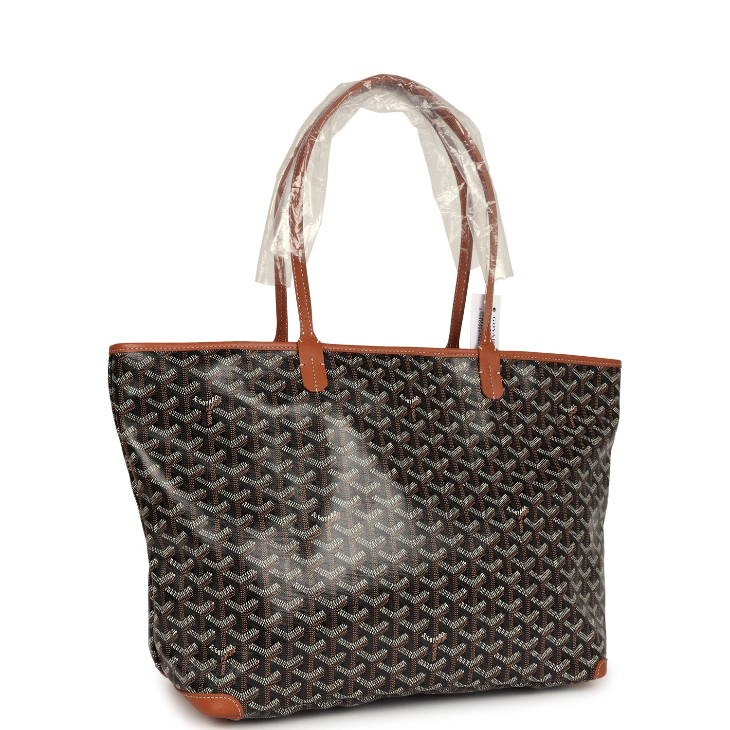 Goyard Goyardine Black and Brown Artois MM Palladium Hardware