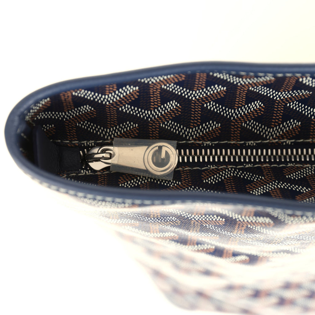 Goyard Artois Tote MM Navy Goyardine Canvas Chevroches Calfskin Palladium Hardware Blue New and Never Worn Chevroches Calfskin/Canvas