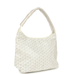 Goyard Goyardine White Boheme Hobo Bag Palladium Hardware