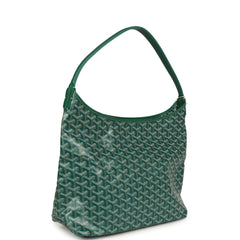 Goyard Goyardine Green Boheme Hobo Bag Palladium Hardware