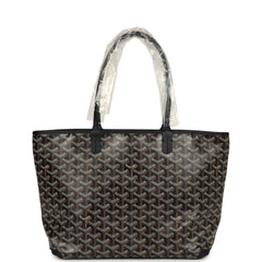 Goyard Goyardine Artois Tote PM Black Canvas & Chevroches Calfskin Palladium Hardware