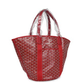 Goyard Limited Edition Eden Rock Belharra Beach Bag Red Goyardine Canvas & Chevroches Calfskin Palladium Hardware & Beach Towel