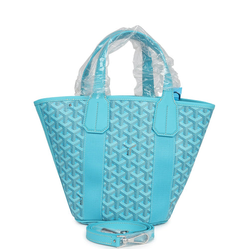Goyard Goyardine Belharra PM Turquoise Tote Palladium Hardware