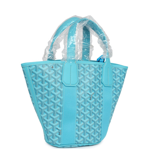 Goyard Goyardine Belharra PM Turquoise Tote Palladium Hardware