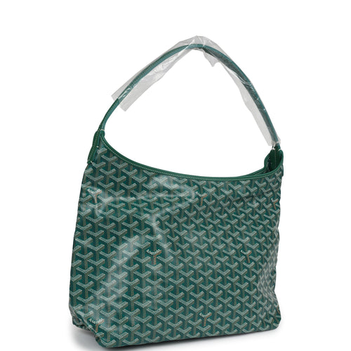 Goyard Goyardine Green Boheme Hobo Bag Palladium Hardware