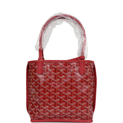 Goyard Goyardine Red Anjou Mini Bag Palladium Hardware