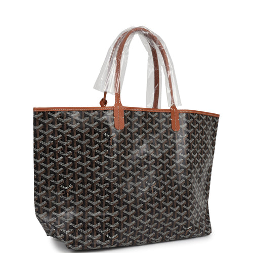 Goyard Goyardine Black and Brown St. Louis PM Tote Bag Palladium Hardware