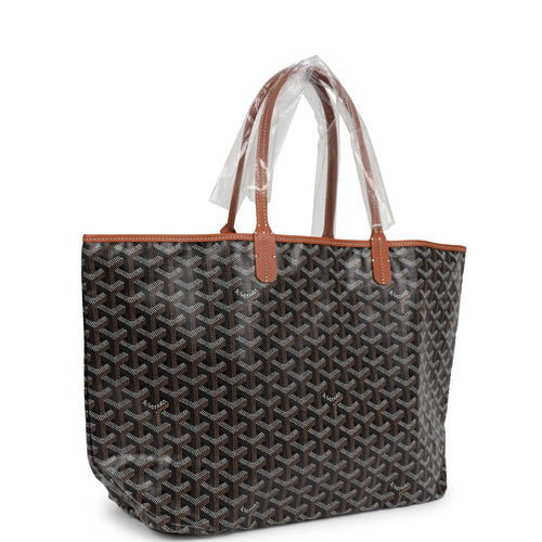 Goyard Goyardine Black & Tan St. Louis PM Tote Bag Palladium Hardware