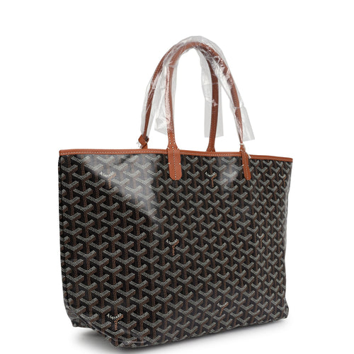 Goyard Goyardine Black and Brown St. Louis PM Tote Bag Palladium Hardware