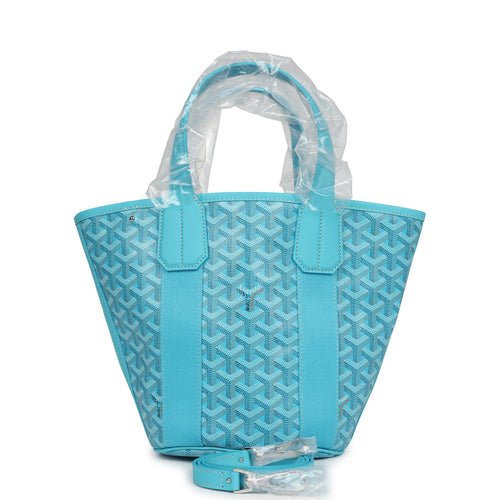 Goyard Goyardine Belharra PM Turquoise Tote Palladium Hardware