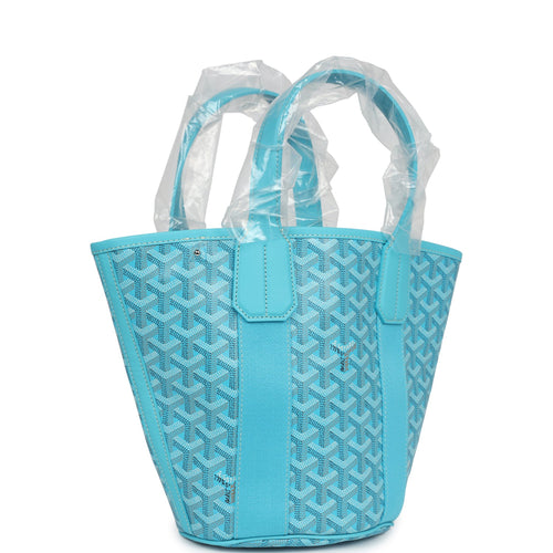 Goyard Goyardine Belharra PM Turquoise Tote Palladium Hardware
