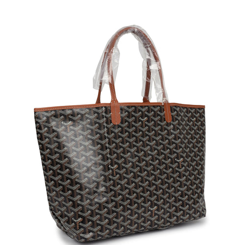 Goyard Goyardine Black & Tan St. Louis PM Tote Bag Palladium Hardware