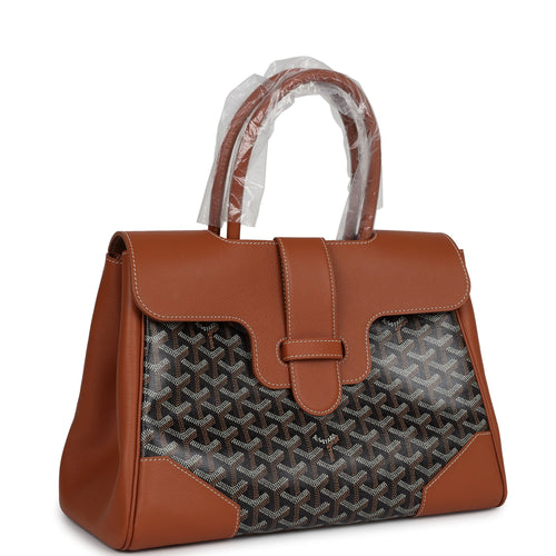 Goyard Saigon Tote Black & Brown Goyardine Canvas Palladium Hardware