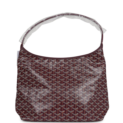 Goyard Goyardine Burgundy Boheme Hobo Bag Palladium Hardware