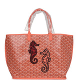 Goyard Goyardine Coral Anjou PM Embroidered Seahorse Bag Palladium Hardware